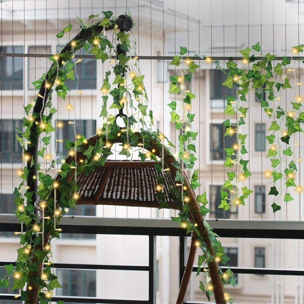 10M 100 LED Solar Powered Ivy Vine Fairy String Lights Garden Outdoor Wall Light