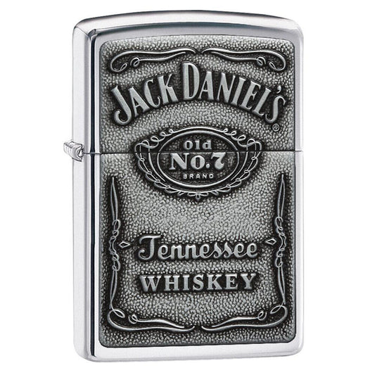 Zippo Jack Daniel's Label Brass Chip Lighter - High Polished Chrome