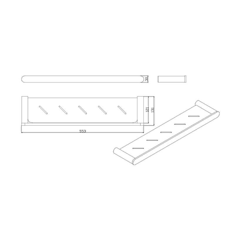 Bathroom Round S Stainless Steel Metal Shower Shelf Chrome Wall Mounted 550mm