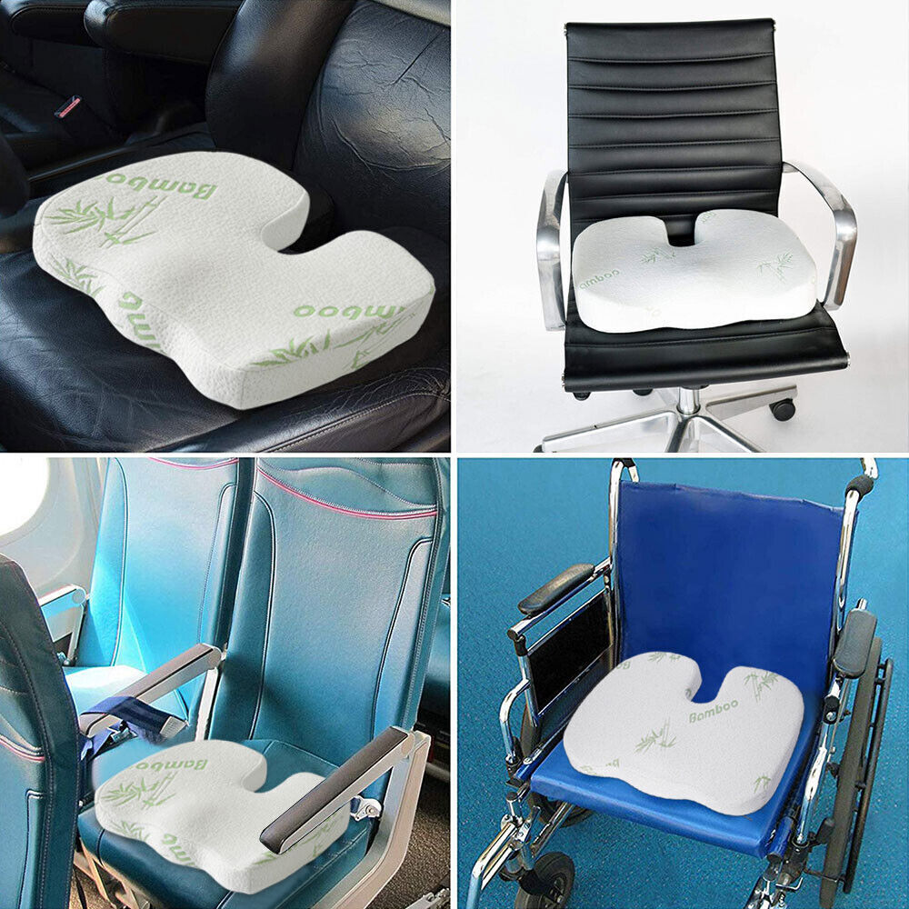 Bamboo Memory Foam Cushion Fleece Cover Office Chair Seat Car Stress Relief AU