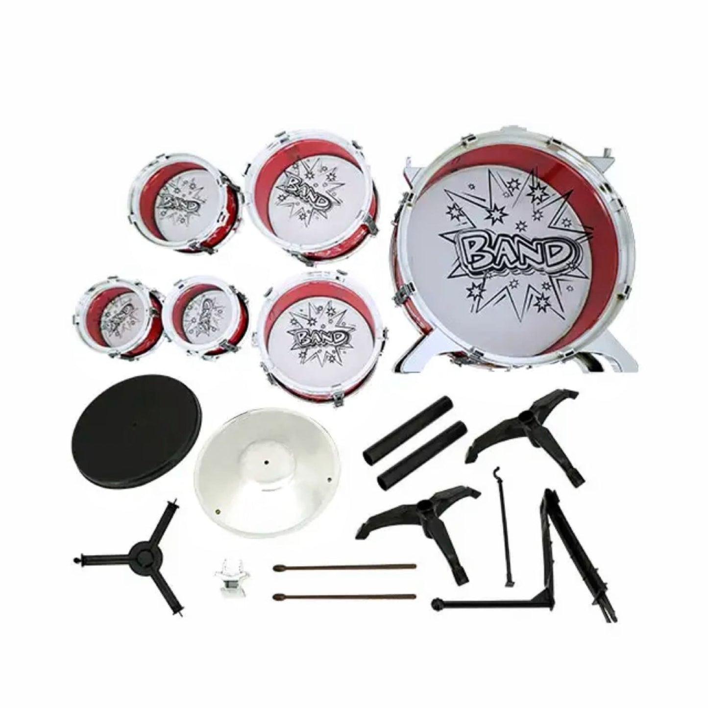 Gominimo Kids 6pcs Drum Set with Drummer Seat (Red) GO-KDS-100-BHP