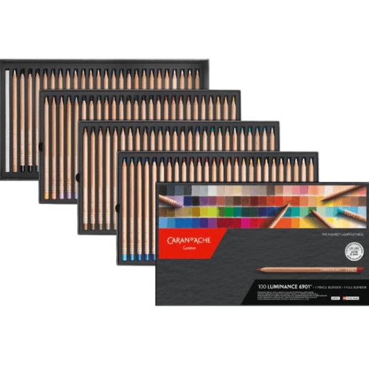 100x Caran d'Ache Luminance 6901 Coloured Pencils Set Artists Professional