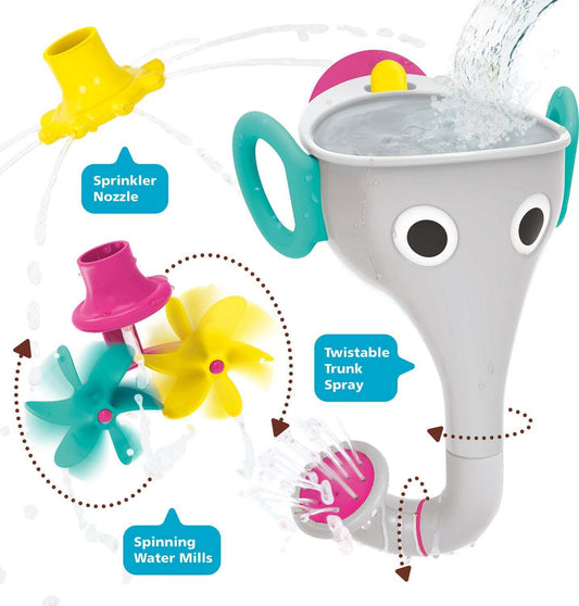 Yookidoo Elephant Trunk Funnel Fill N Sprinkle Kids Baby Bath Toy w Suction Cup