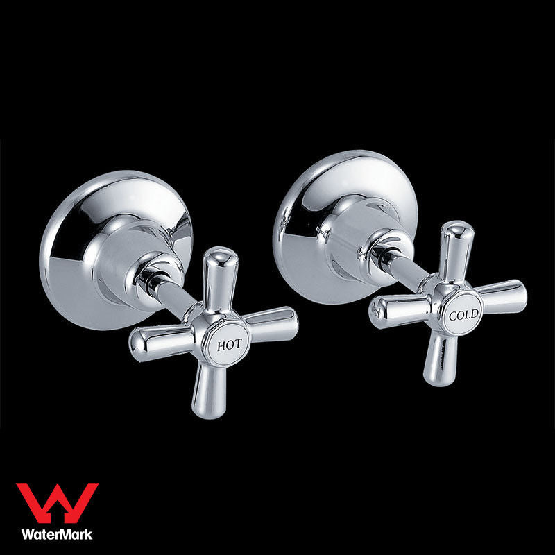 Bathroom Laundry Elbe Wall Top Assemblies Tap Set Brass Chrome Full Turn