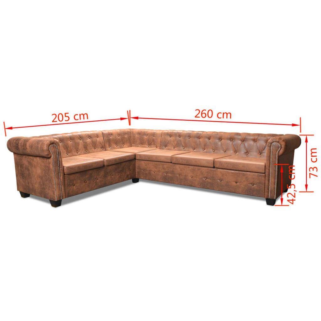 L-Shaped 6-Seater Corner Sofa Faux Leather Elegant Lounge Chesterfield Couch