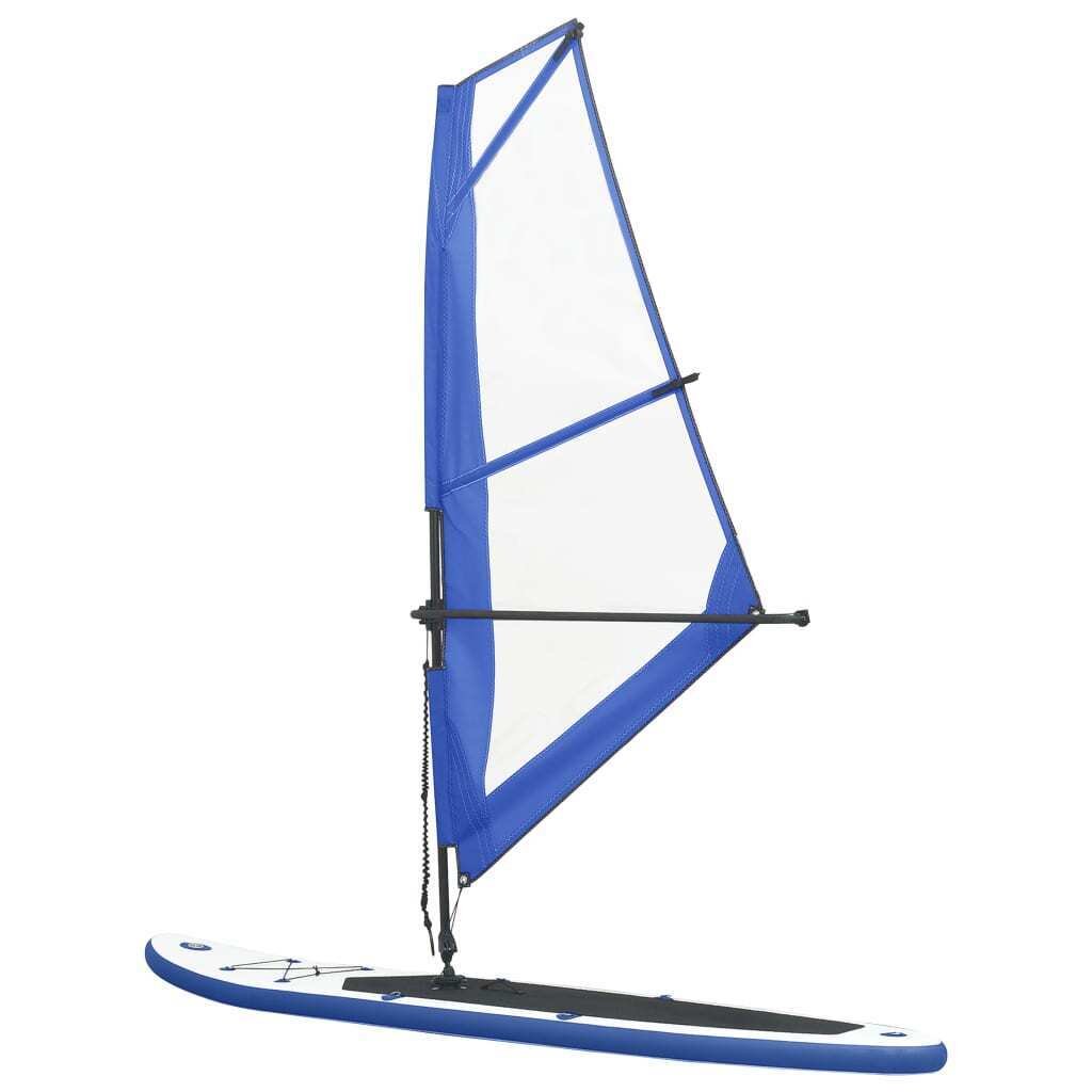 Inflatable Stand Up Paddleboard with Sail Set Blue and White