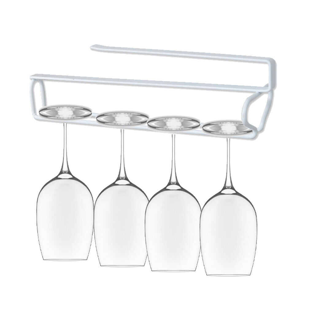 Metal Kitchen Wine Glass Rack Under Cabinet Stemware Hanger Holder Storage