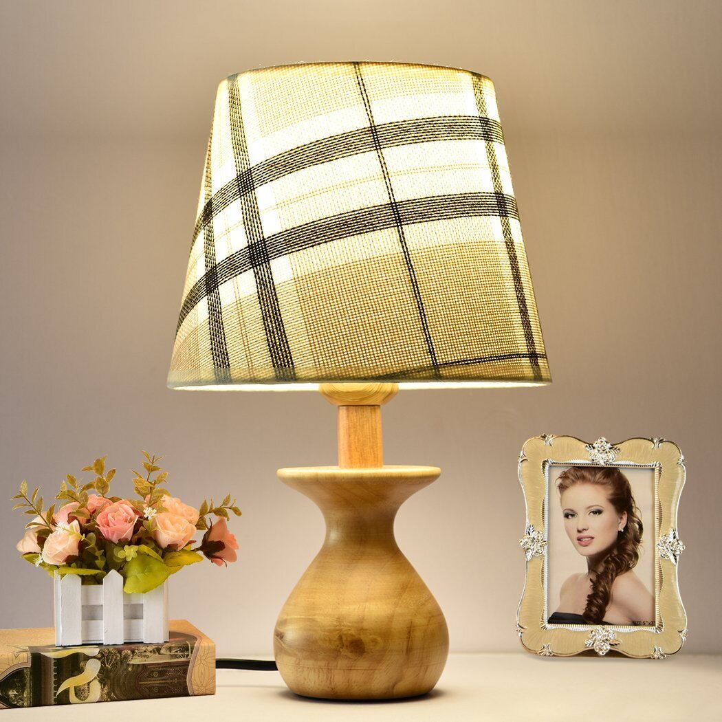 Led Modern Table Lamp Fabric Bedroom Bedside Reading Night Light
