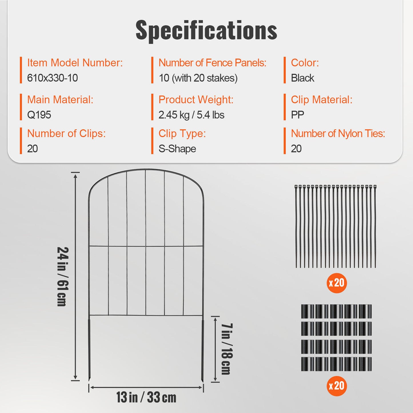 Garden Fence No Dig Fence 24''(H)x13''(L)Animal Barrier Fence 10 Pack