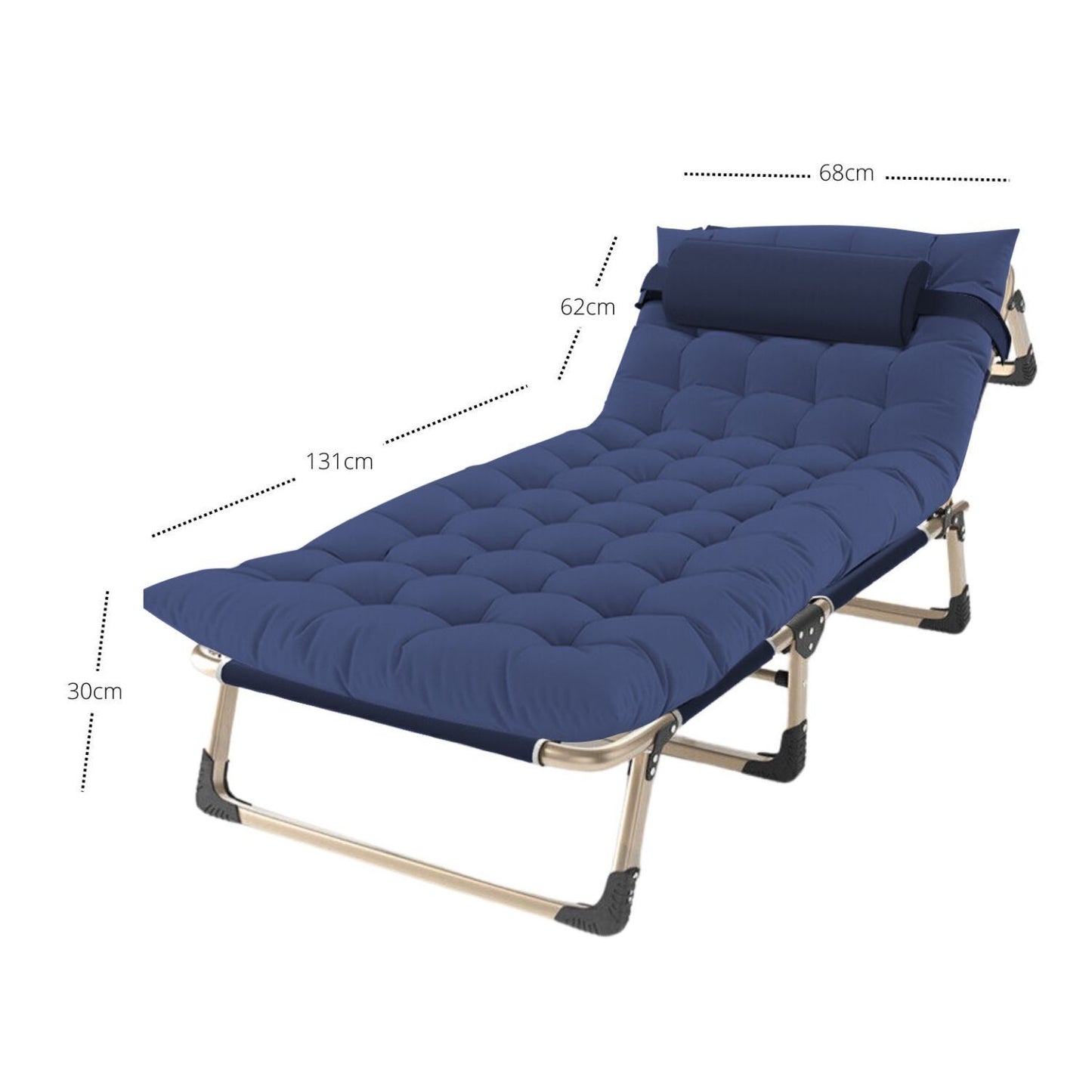 Kiliroo Adjustable Portable Folding Bed with Mattress and Headrest Blue