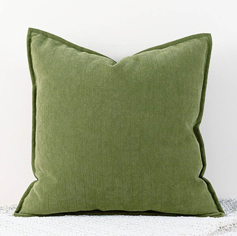 45*45cm Home Decor Sofa Herringbone Textured Chenille Cushion Cover-Sage Green