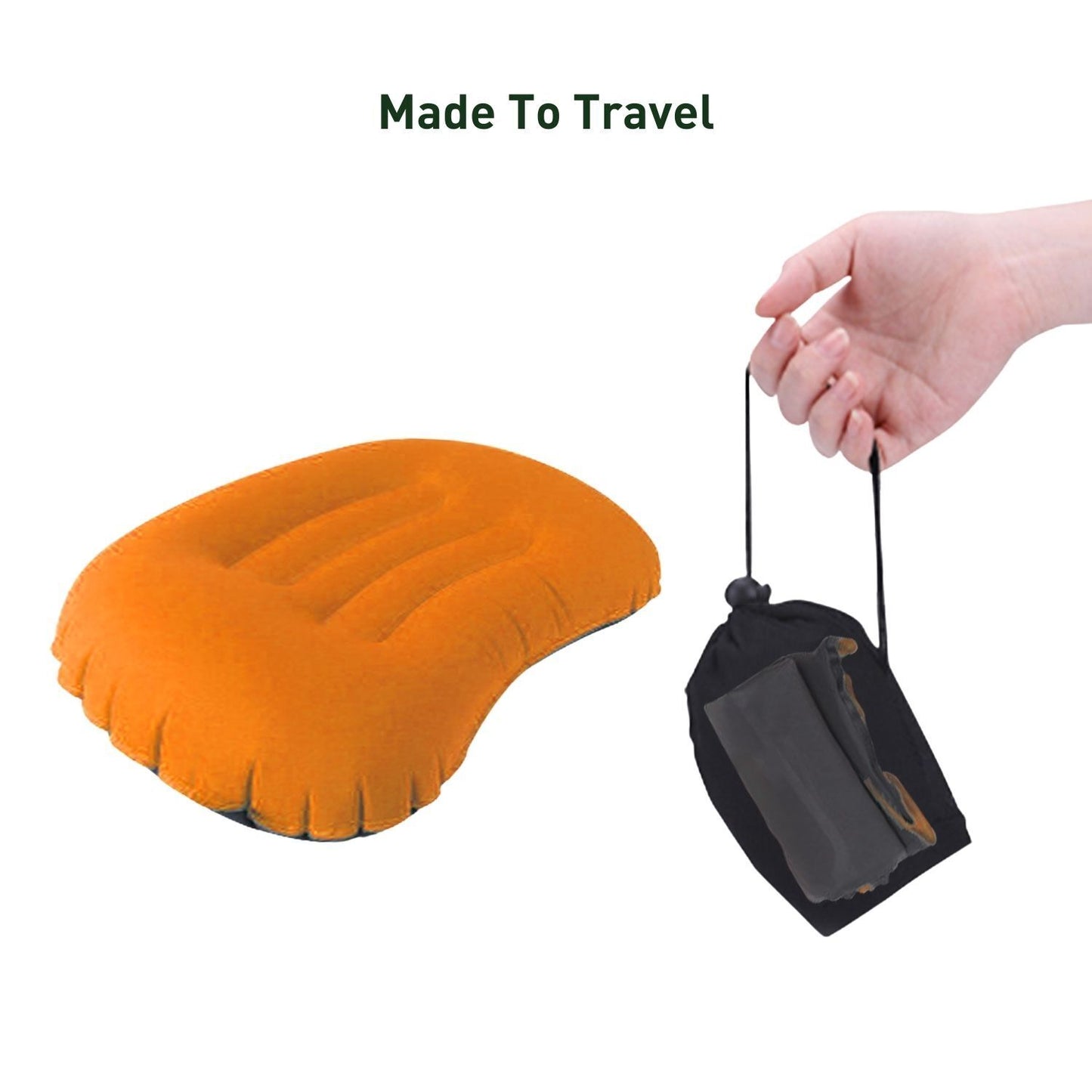 Kiliroo Self-Inflating Pillow Compact Camping Hiking Easy Inflatable Orange