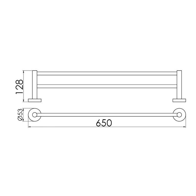 Brushed Nickel Bathroom Round Double Towel Rail 600mm Wall Mounted Brass