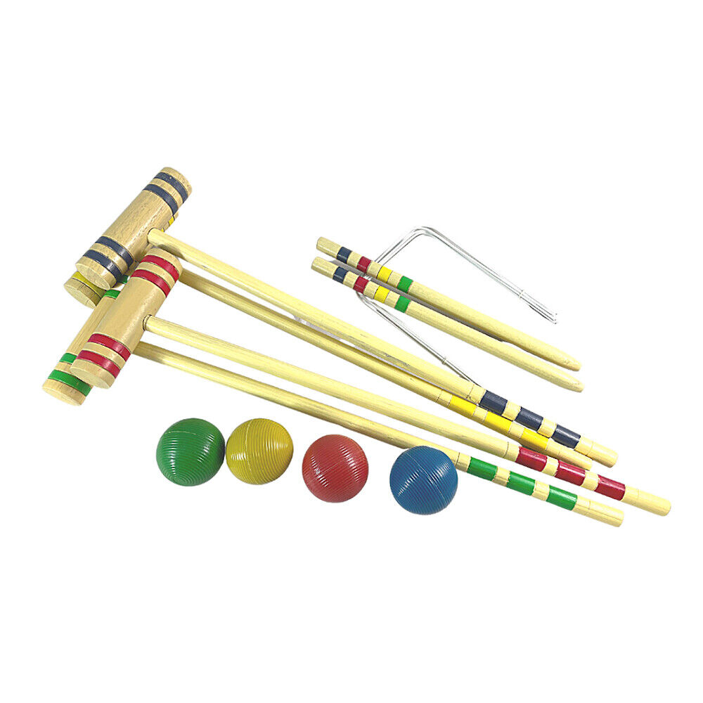 Regent Classic 4-Player Croquet Set Mallets/Balls Outdoor Family Game Fun Play