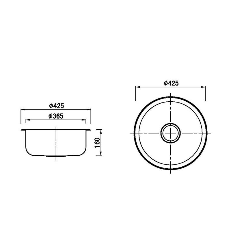 Undermount Topmount Drop In Kitchen Sink Single Round Bowl 304 Stainless Steel