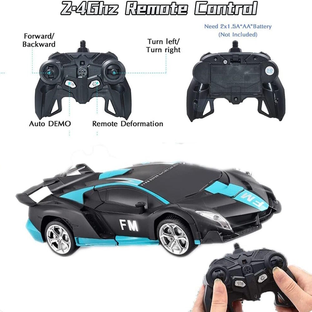 Gominimo Transform Car Robot Sport Car with Remote Control (Black Cyan)