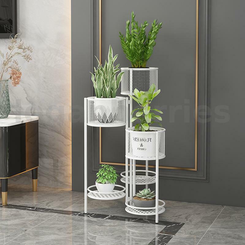 6 Tiers Rotating Metal Plant Stand Corner Flower Pot Shelf Indoor Living