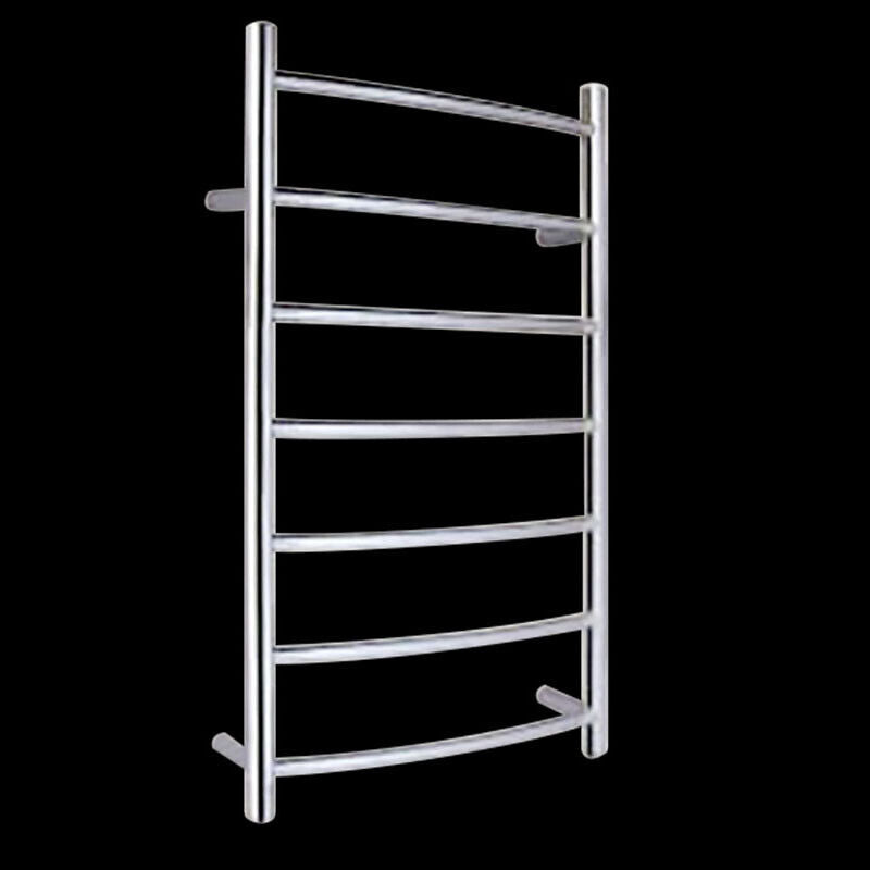 Non-Heated Stainless Steel Round Towel Rail Ladder 7 Curved Bars 500x800 Chrome