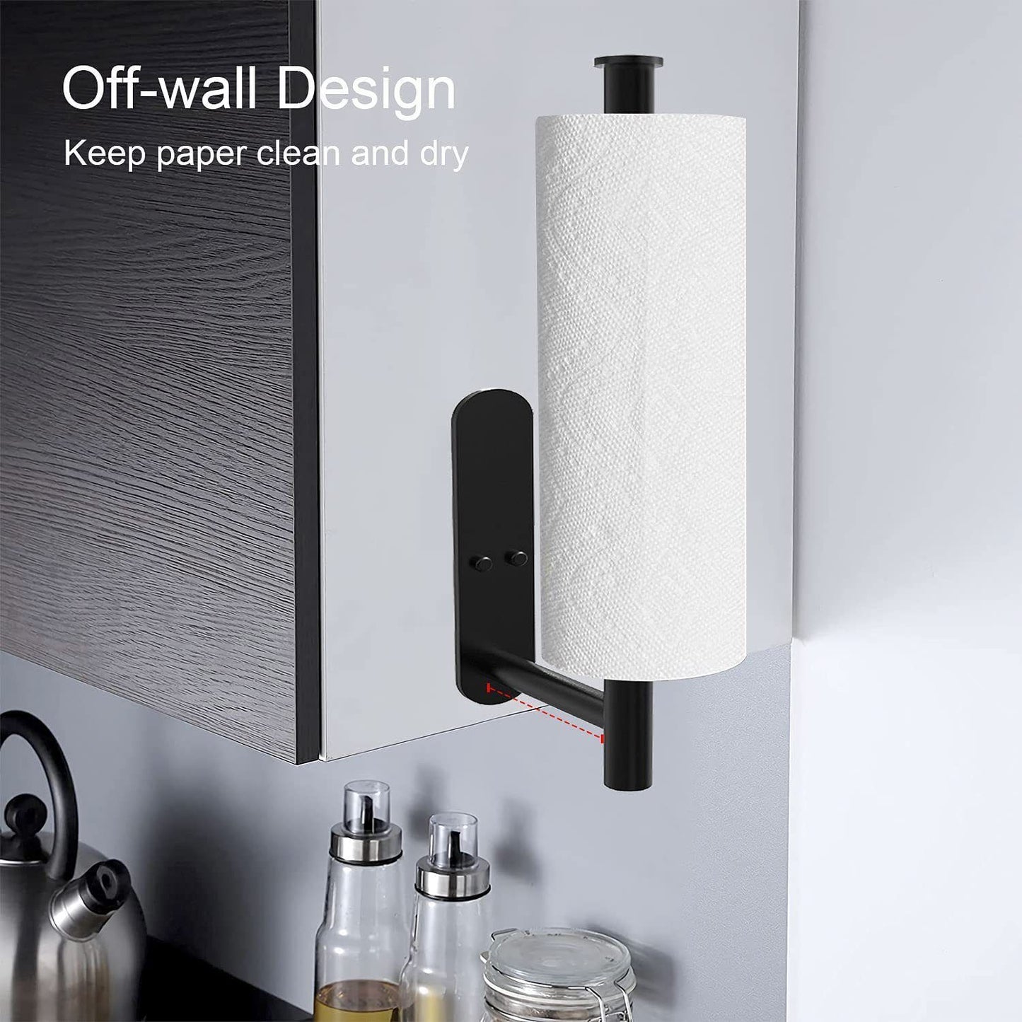 Gominimo Self-Adhesive or Drilling Paper Towel Holder Wall Mounted Black