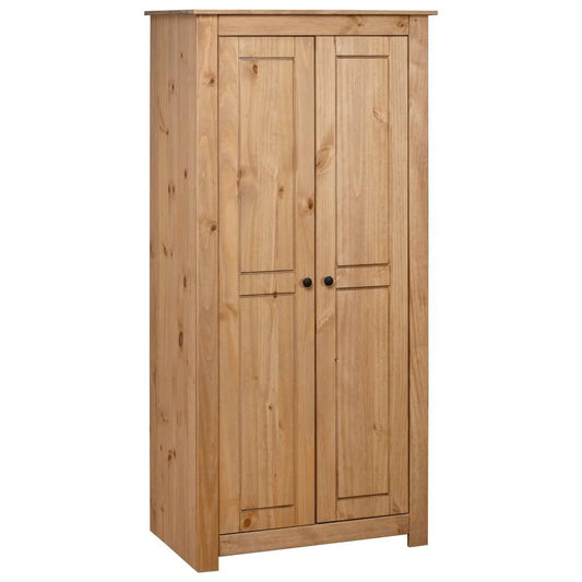 Wooden Wardrobe 2-Door Clothes Cabinet Closet Storage Organiser Solid Pine Wood