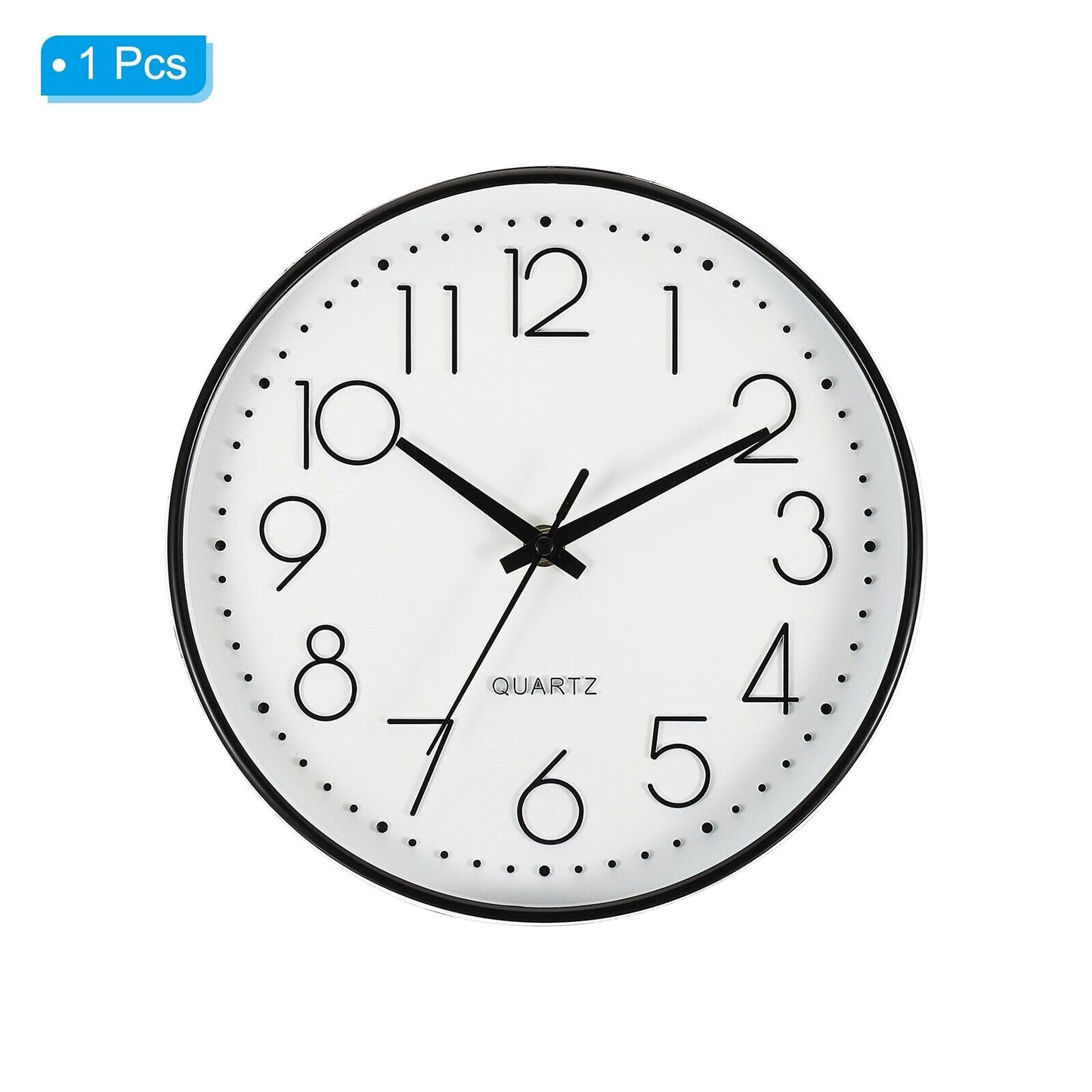 10" Wall Clock Battery Operated Silent Non-Ticking Round Clock White Black