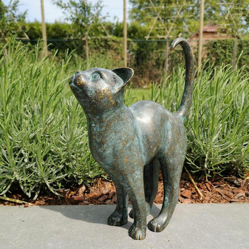 Beautiful Cat Statue With Rounded Back Garden Decor Outdoor Resin Ornament Gift