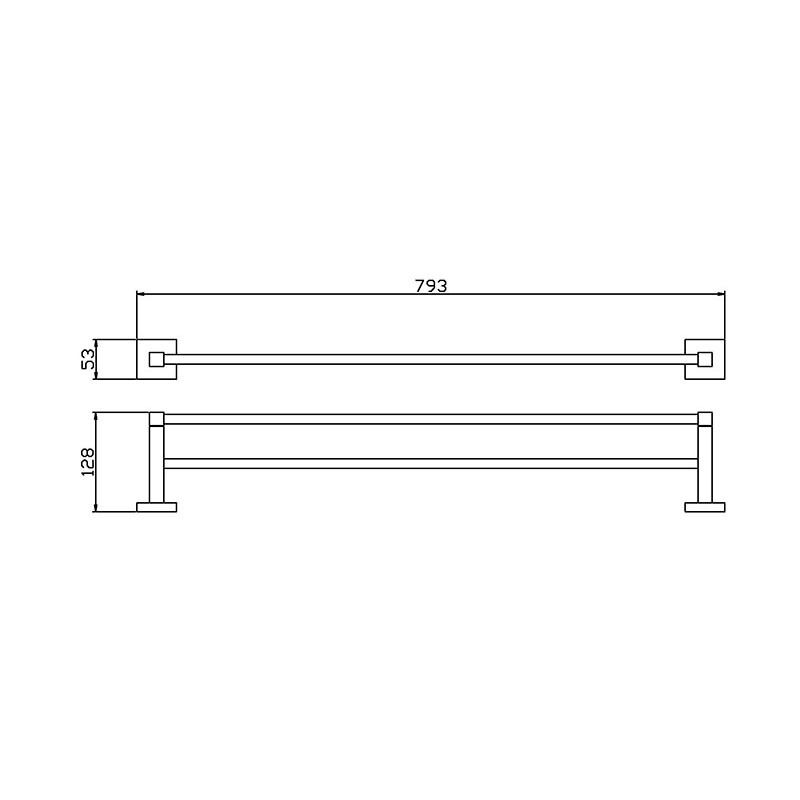 Bathroom Square Double Towel Rail 750mm Wall Mounted Brass Chrome