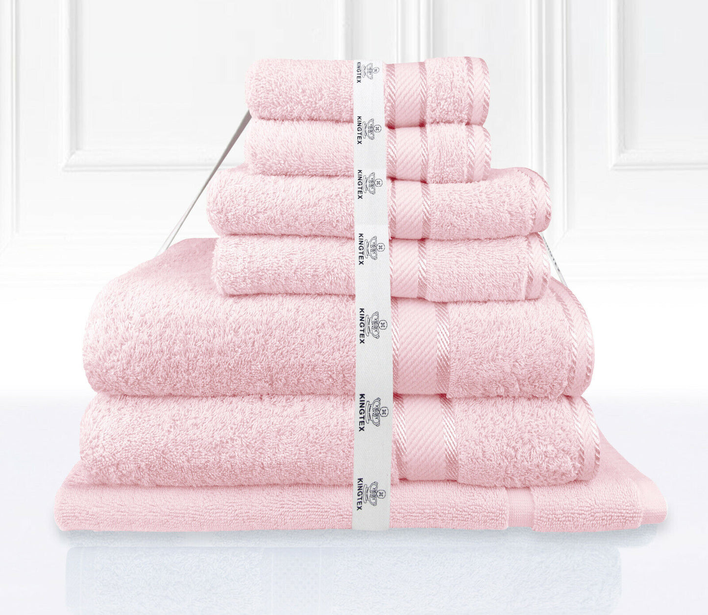 7 Piece Luxury Kingtex 100% Supreme Cotton Towel Set 100% Cotton Bath Towel Set Baby Pink