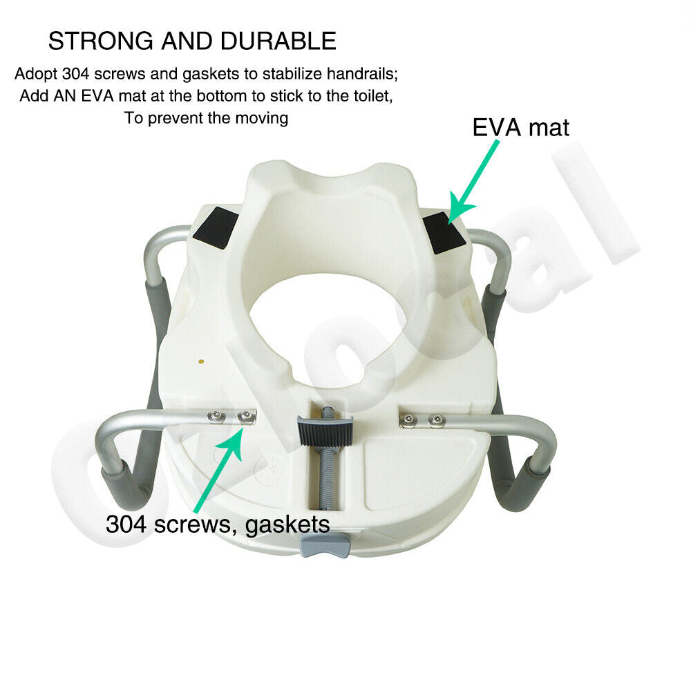 Raised Toilet Seat Elevated Portable White Removable Safety Armrest 5 Inch