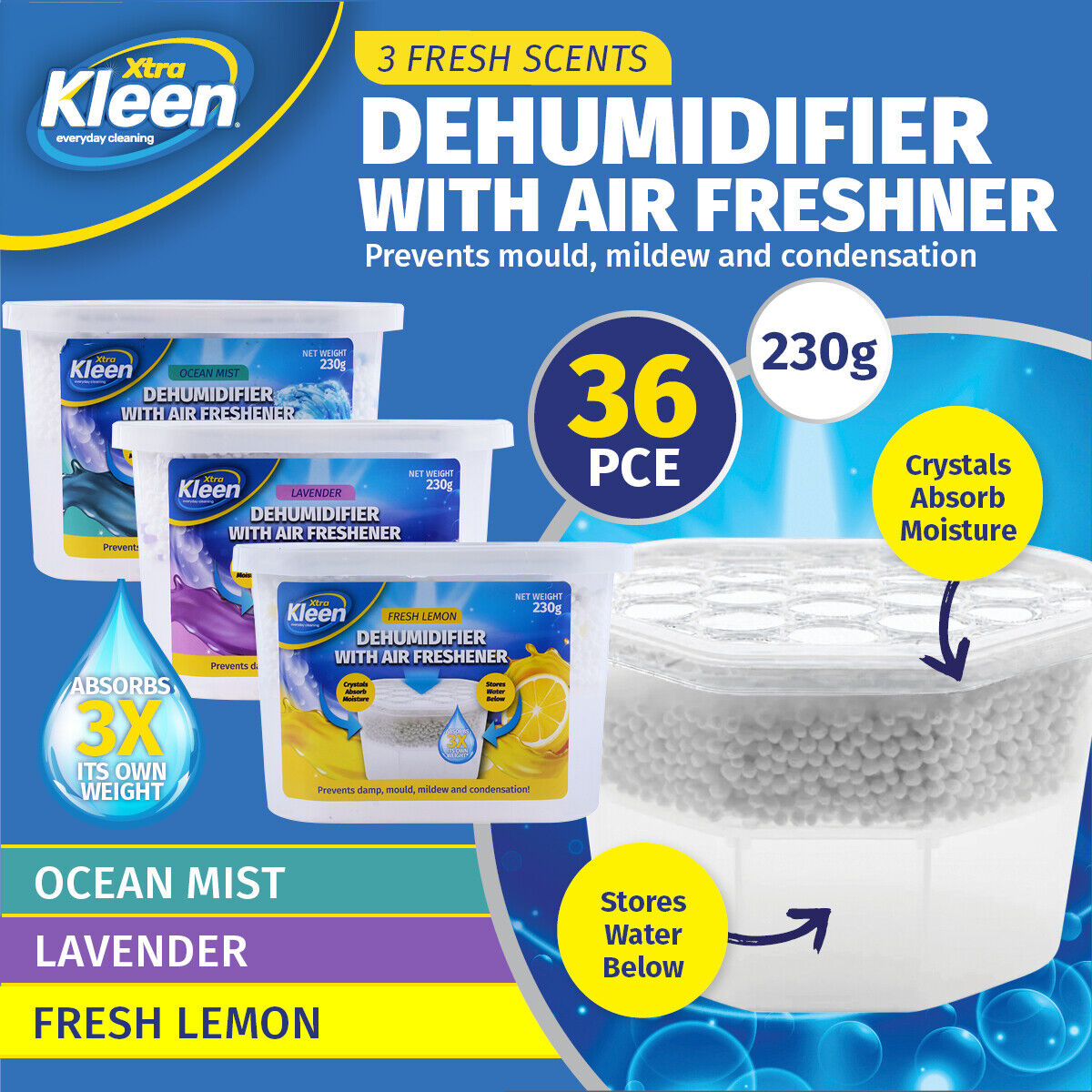 Xtra Kleen® 36PCE Dehumidifier Scented Mould Mildew Prevention 230g