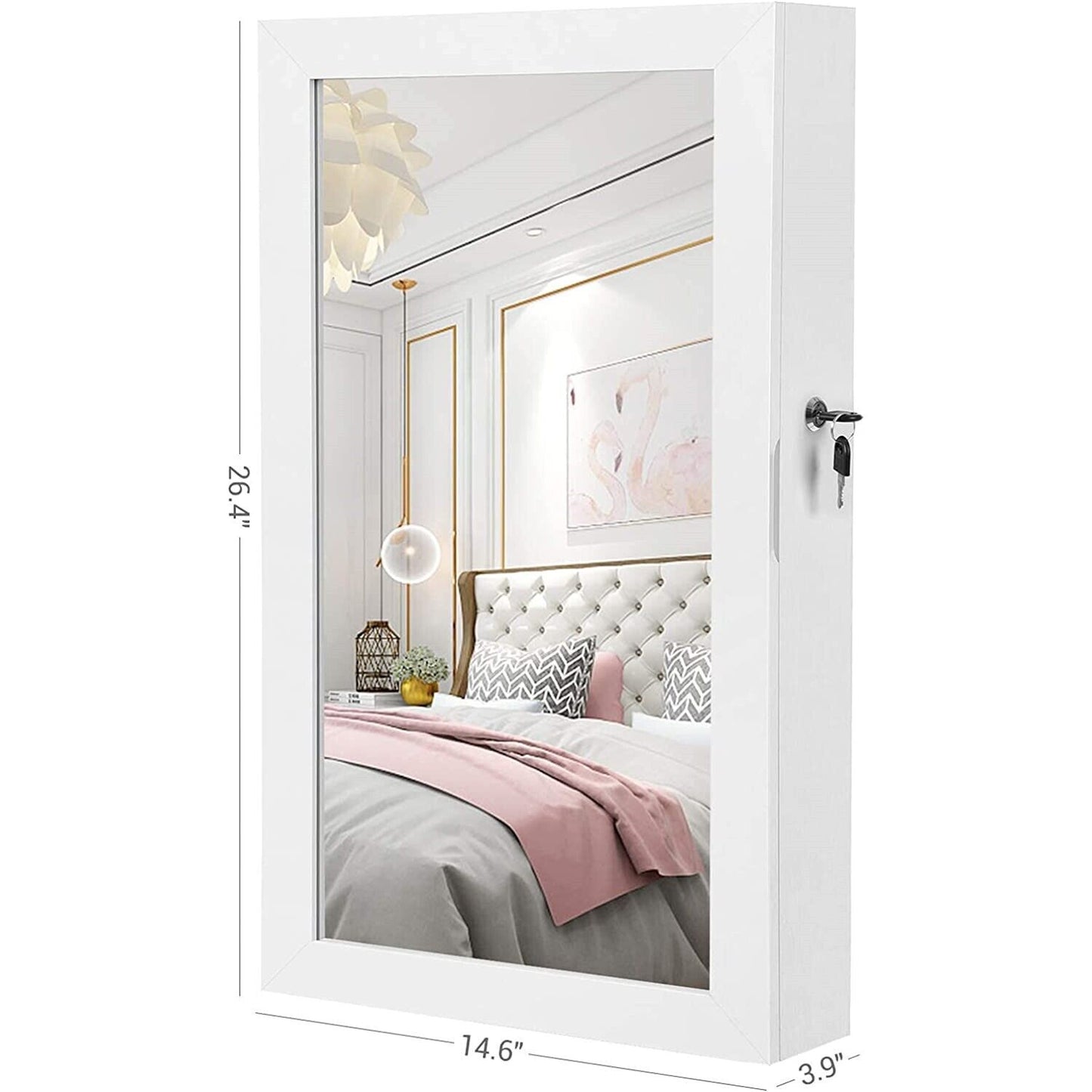 Songmics Lockable 2-in-1 Jewelry Cabinet Armoire with Mirror White