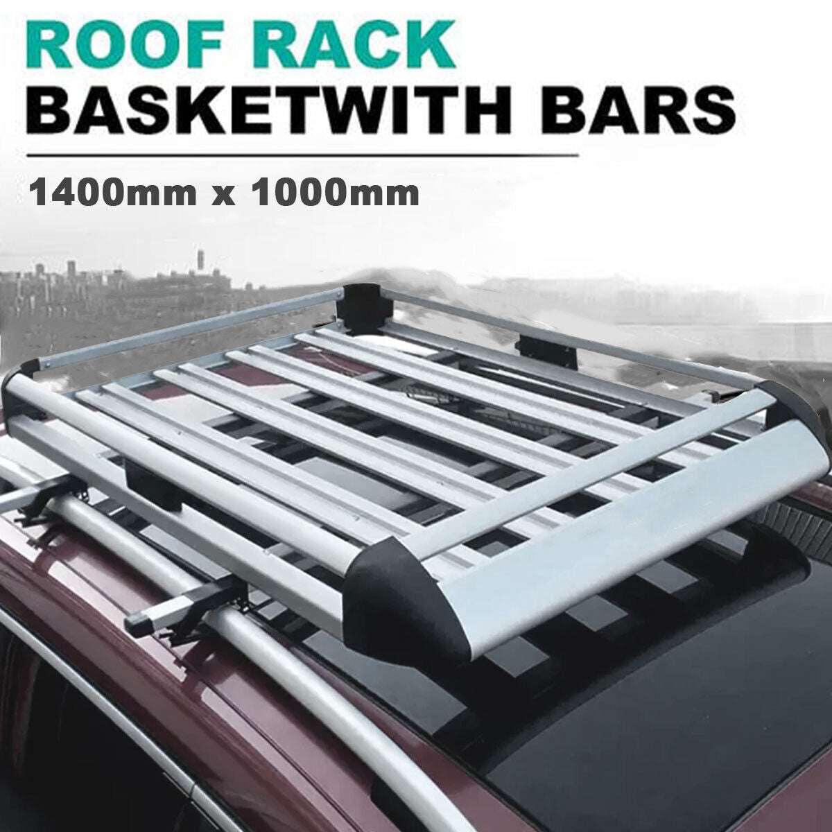 1.4M Aluminium Alloy Car 4WD 4x4 Roof Rack Basket Cargo Luggage Carrier Box Bar