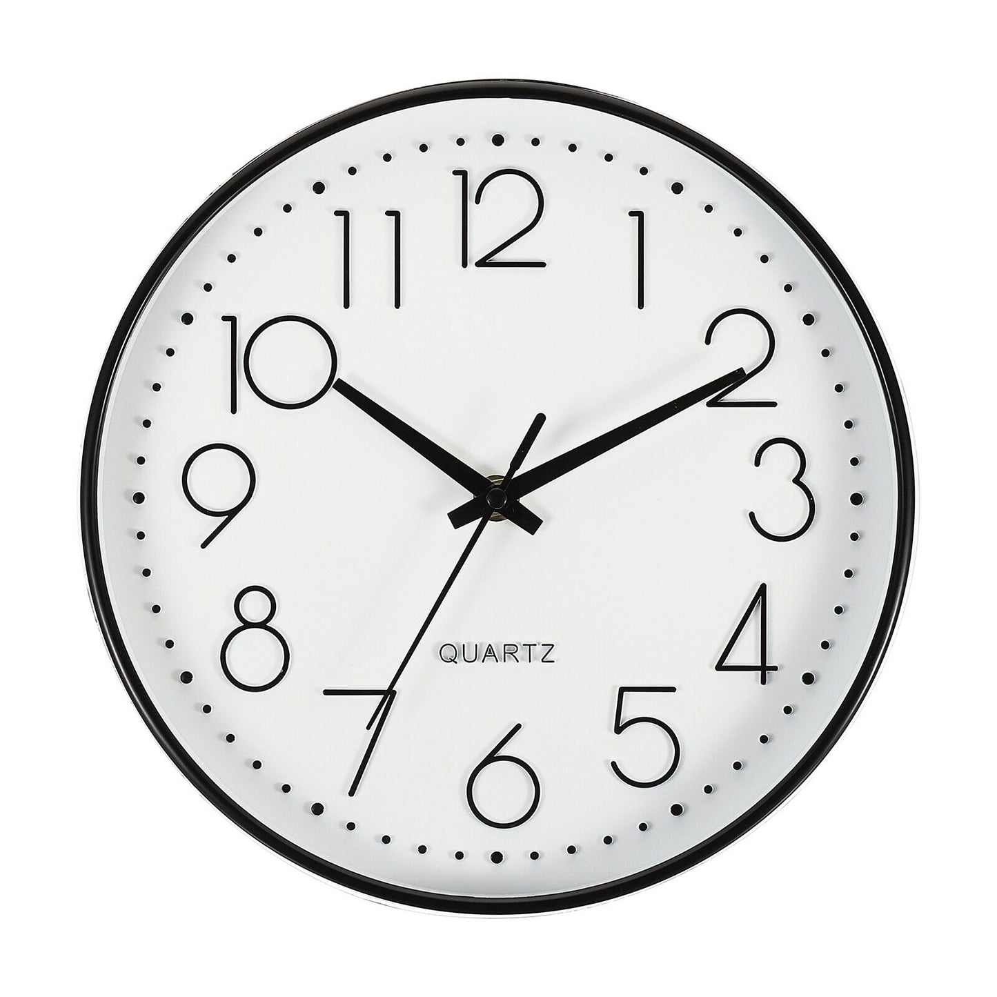 10" Wall Clock Battery Operated Silent Non-Ticking Round Clock White Black