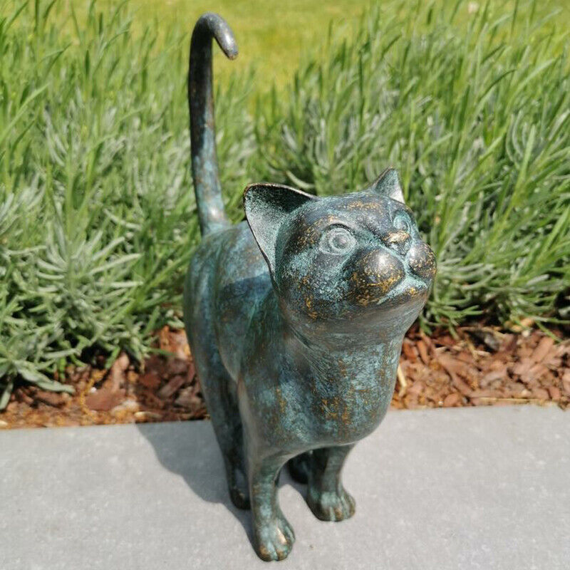 Beautiful Cat Statue With Rounded Back Garden Decor Outdoor Resin Ornament Gift