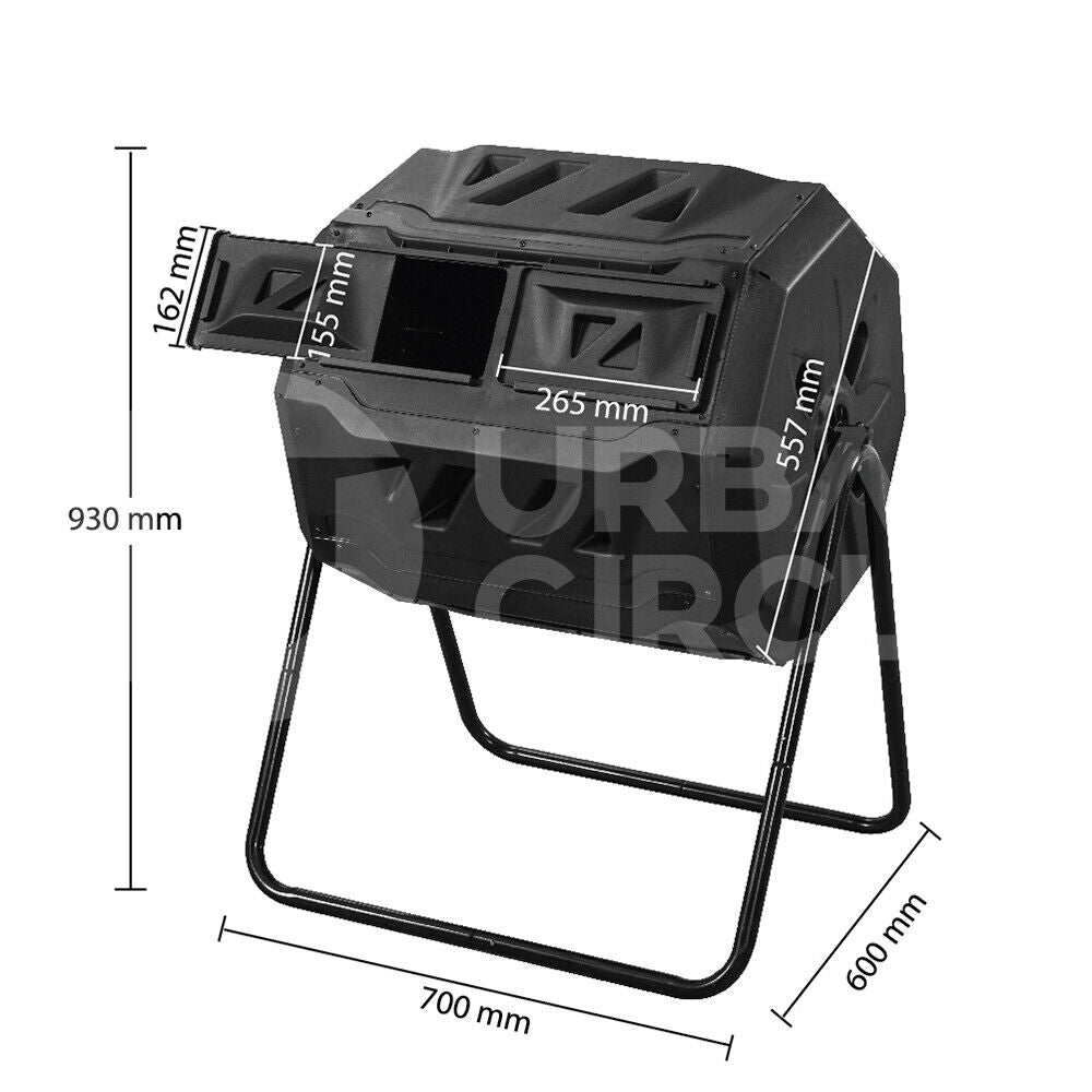 Groverdi 160L Compost Bin Tumbling Composter Dual Chamber Rotating Recycle Waste