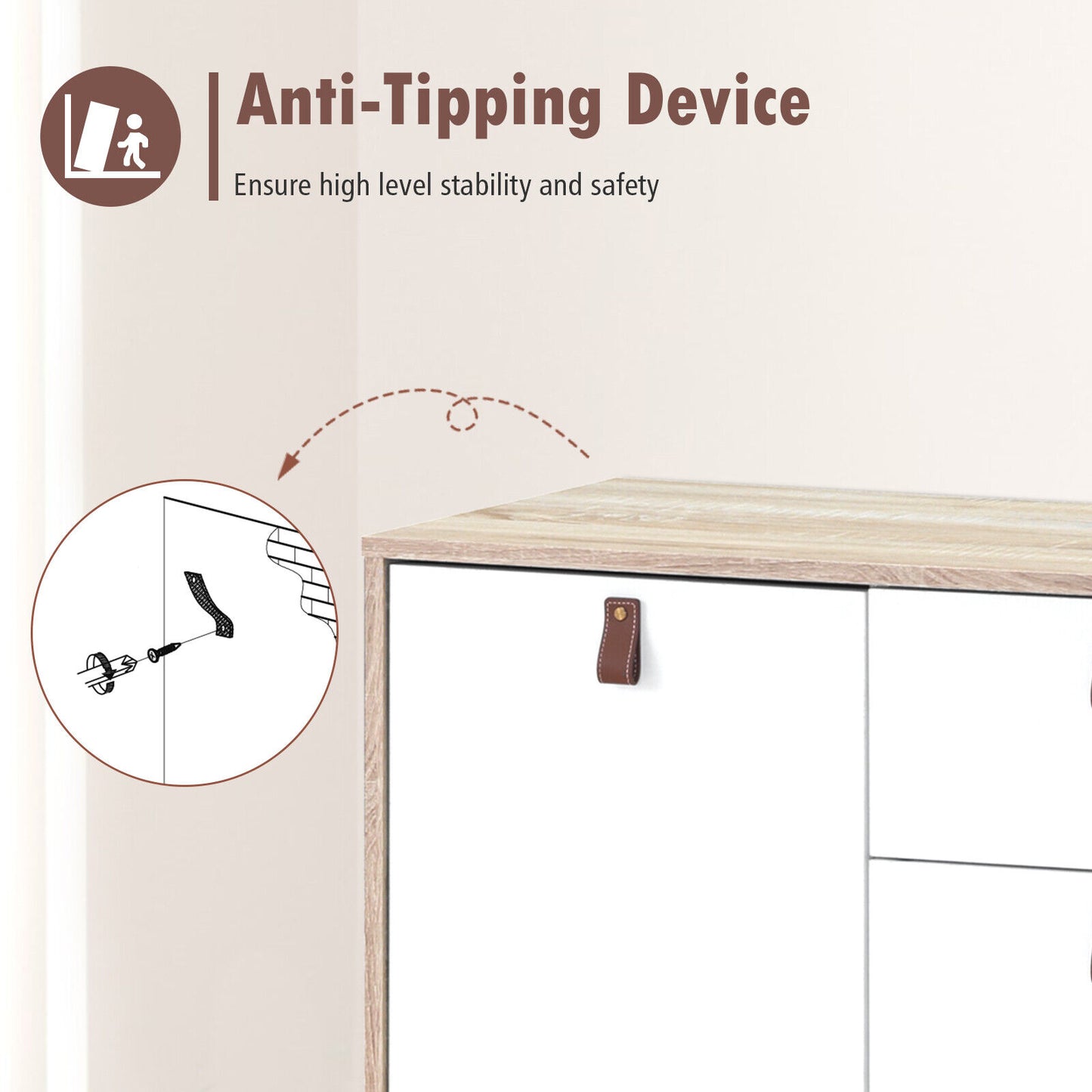 Giantex 3 Drawer Dresser with Anti-toppling Device for Living Room