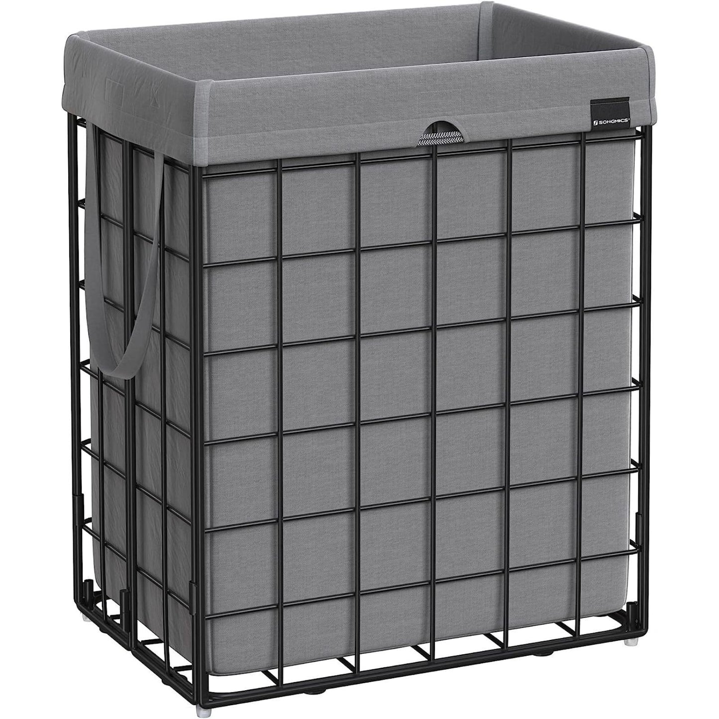 SONGMICS Laundry Hamper 90L Metal Wire Frame Black and Gray