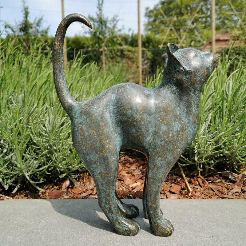 Beautiful Cat Statue With Rounded Back Garden Decor Outdoor Resin Ornament Gift