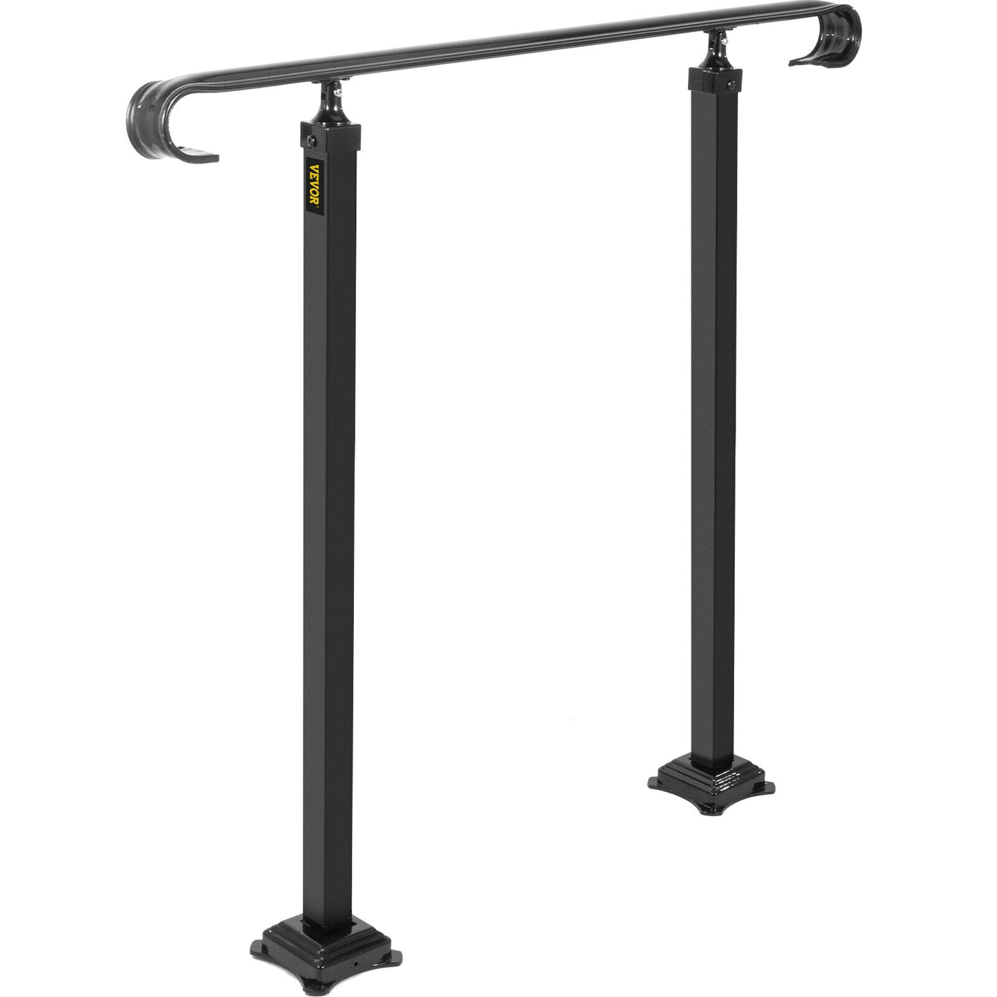 VEVOR Adjustable Iron Handrail Black Fit 2 or 3 Steps Handrail Concrete Decor