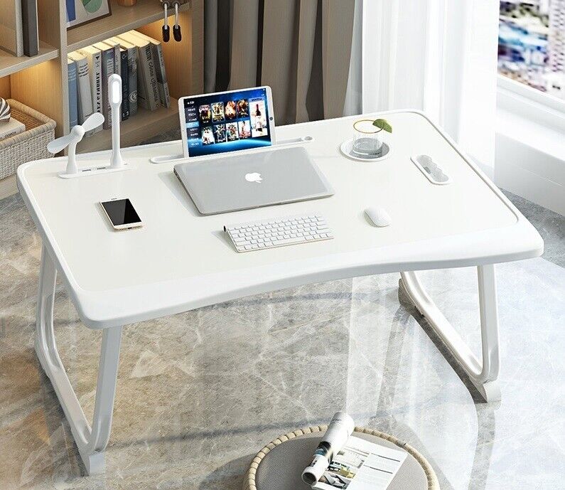 Laptop Desk Stand Tray With Handle USB Ports Light and Fan Table Bed  Foldable