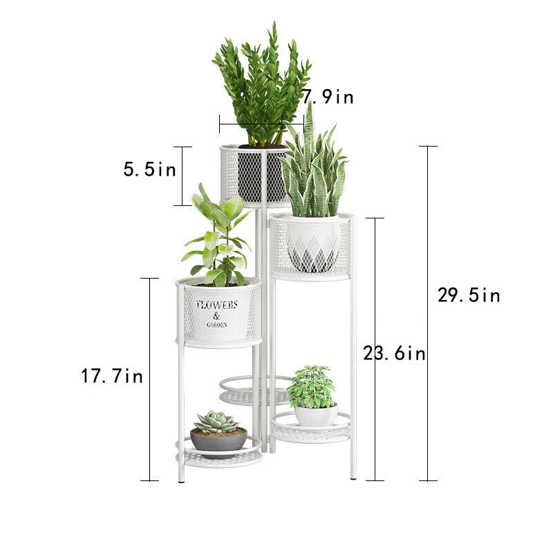 6 Tiers Rotating Metal Plant Stand Corner Flower Pot Shelf Indoor Living