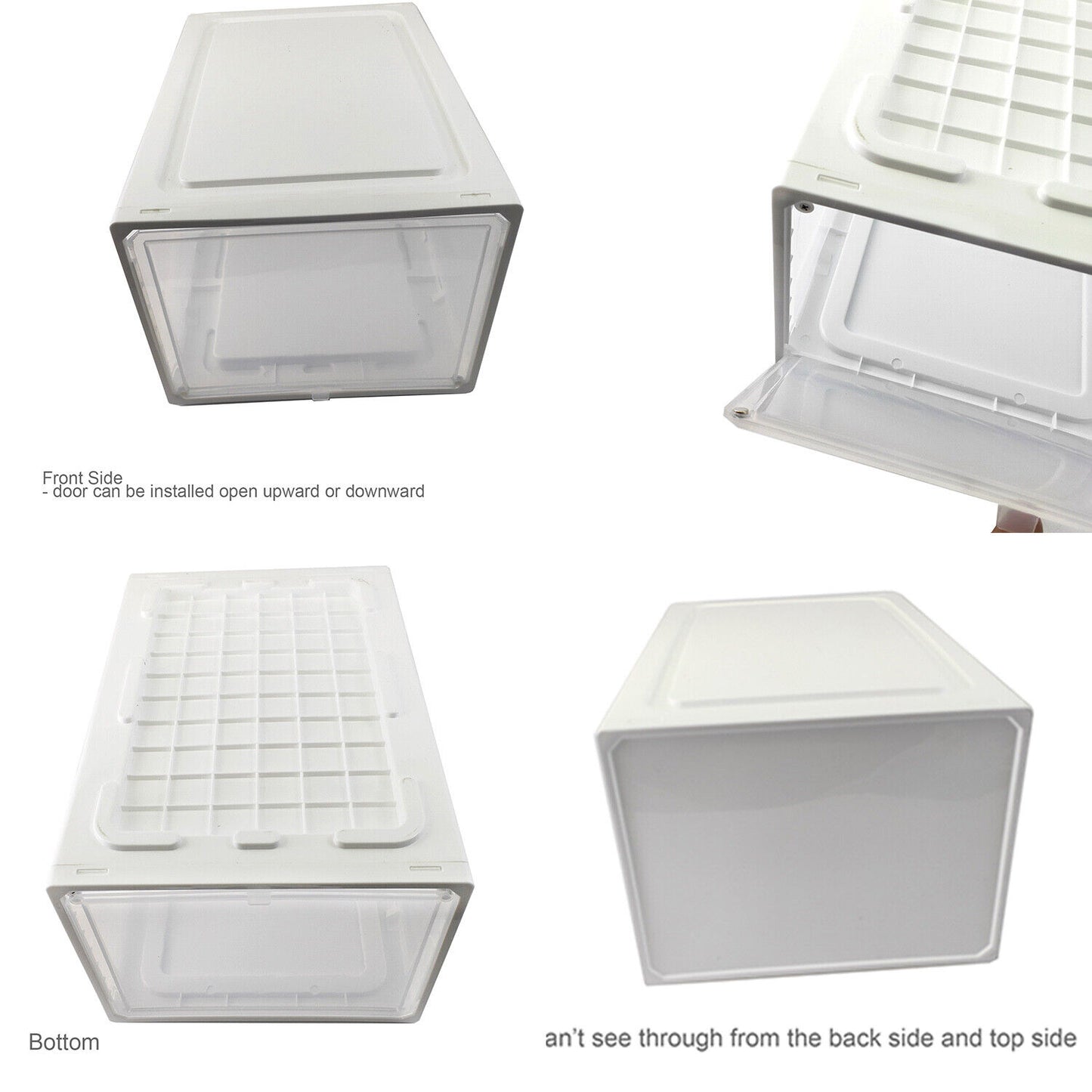 10xExtra Large Plastic Shoe Box Stackable Clear Storage Container Heavy Duty Wht