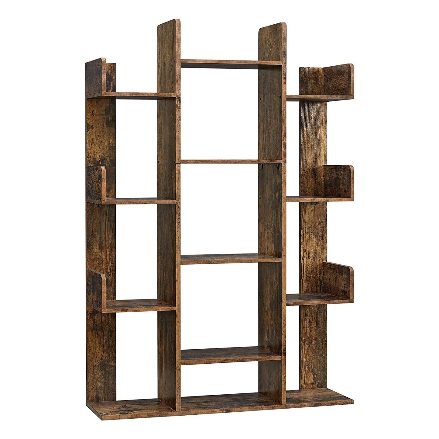 Vasagle Tree-Shaped Bookcase with 13 Storage Shelves Rounded Corners Brown