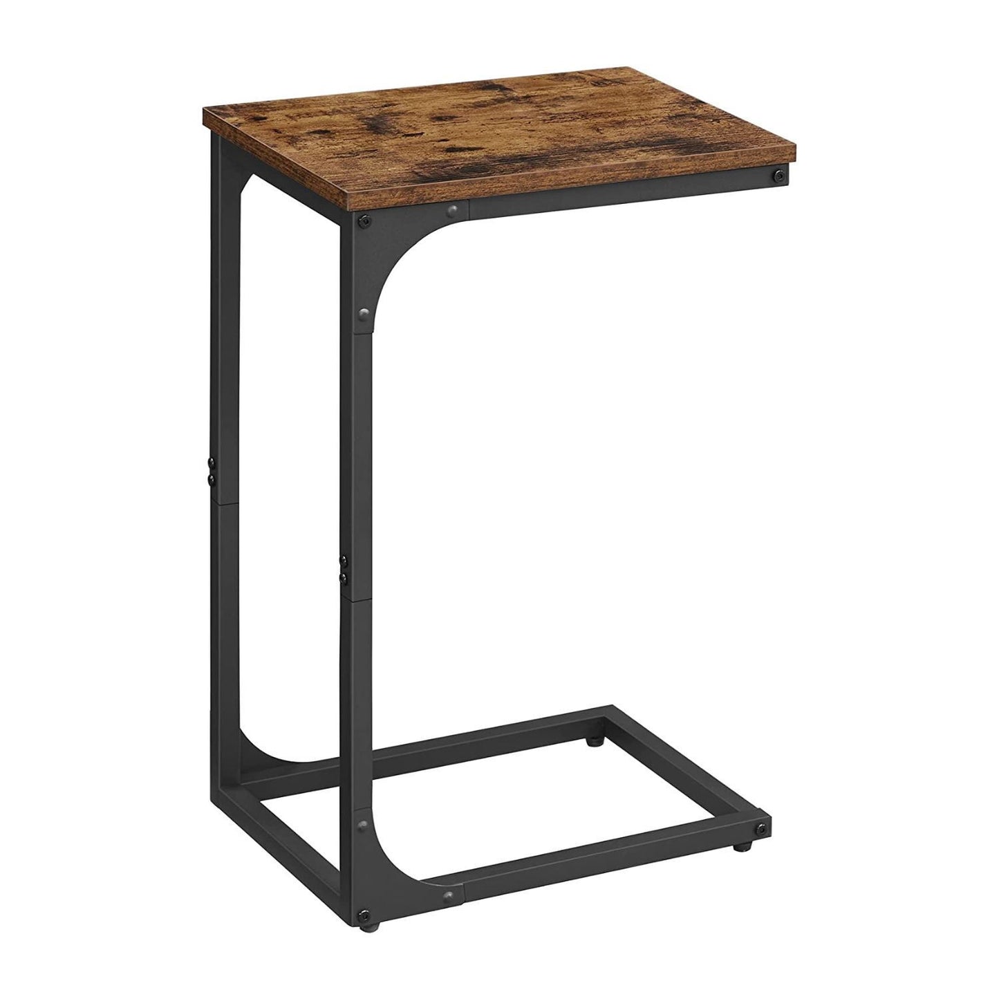 Vasagle C-Shaped Slim End Table with Metal Frame Rustic Brown and Black