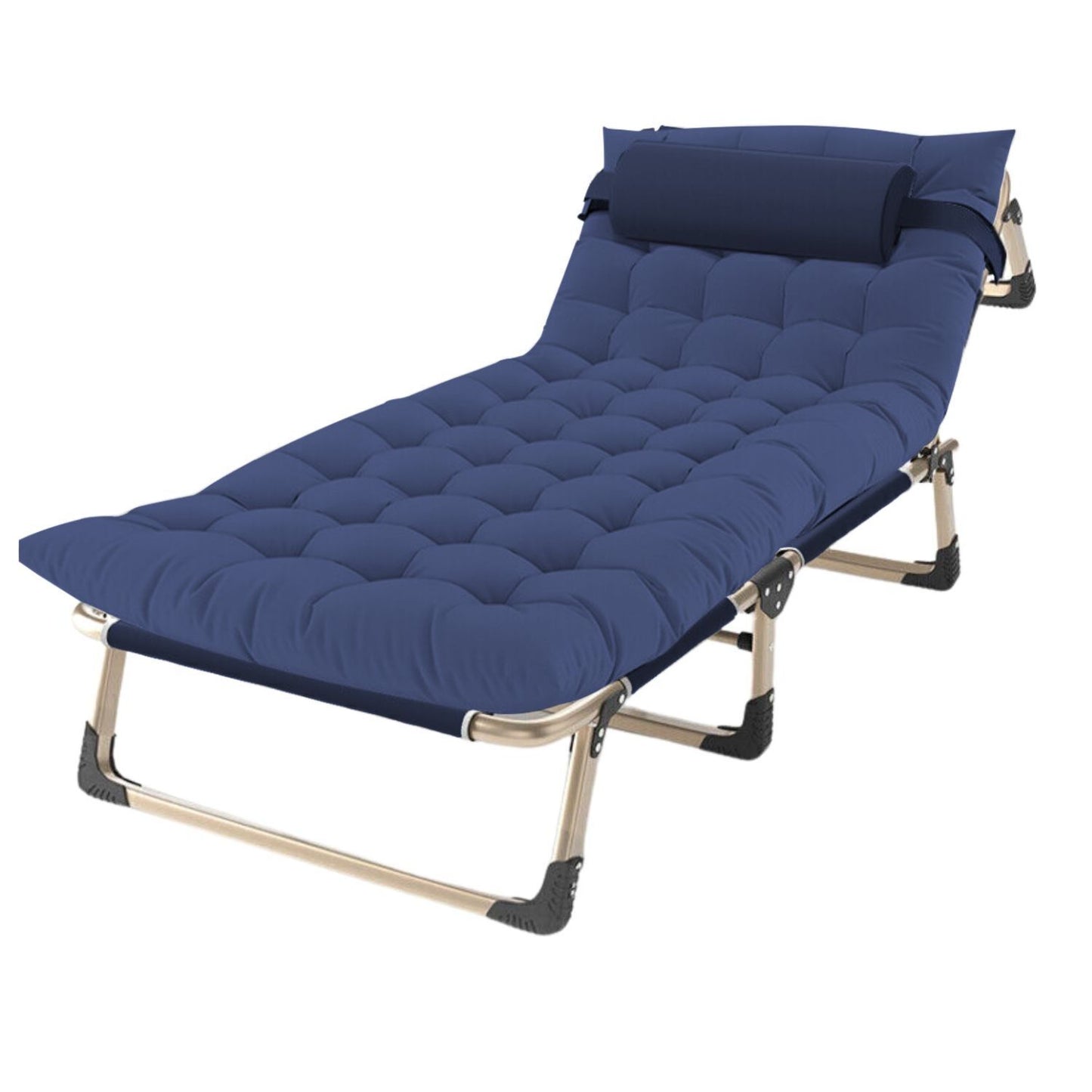 Kiliroo Adjustable Portable Folding Bed with Mattress and Headrest Blue