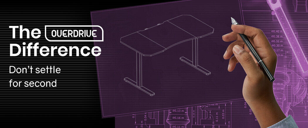 OVERDRIVE Gaming Desk 139cm PC Table Setup Computer Carbon