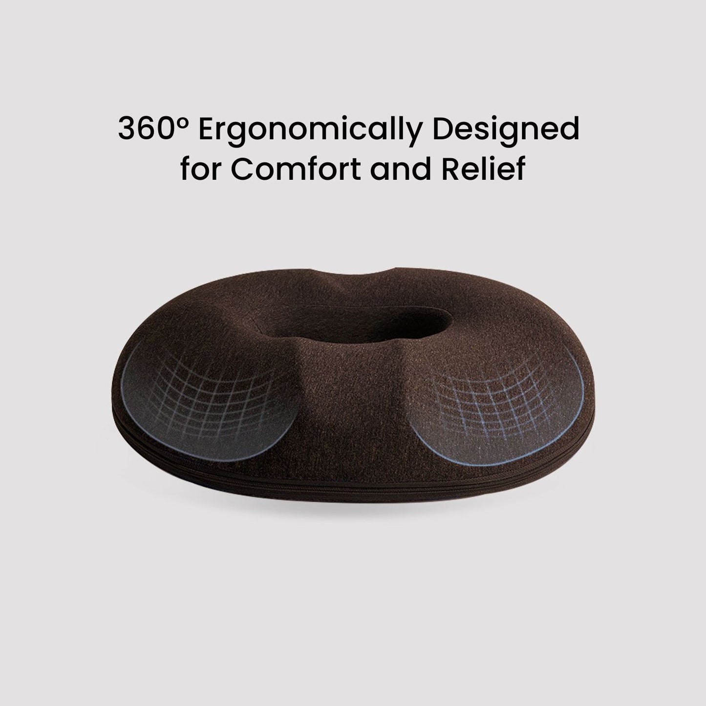 Memory Foam Seat Donut Ring Coccyx Pain Relieving Cushion Brown