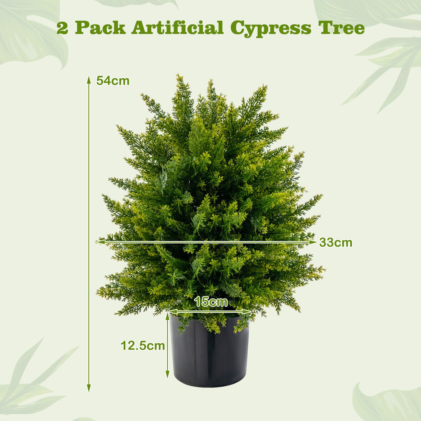 Giantex 54cm Artificial Cedar Topiary Ball Tree Shrub Bush Potted Tree Set of 2