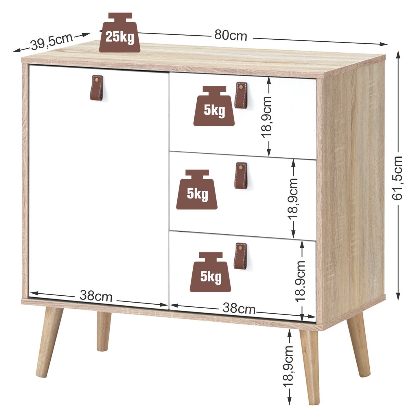 Giantex 3 Drawer Dresser with Anti-toppling Device for Living Room