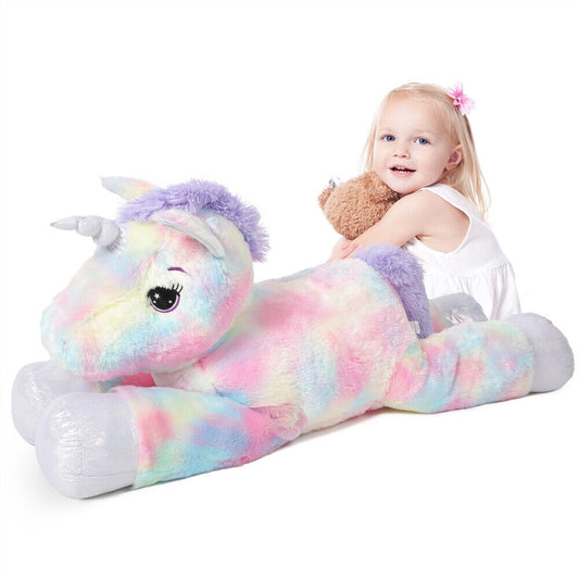 105cm Large Giant RAINBOW UNICORN Soft Plush Toy Sleeping Buddy Doll Kids Gift